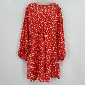 Pomander Place x Tuckernuck Red Chain Colette Dress sz XXL Long Sleeve Tie Waist